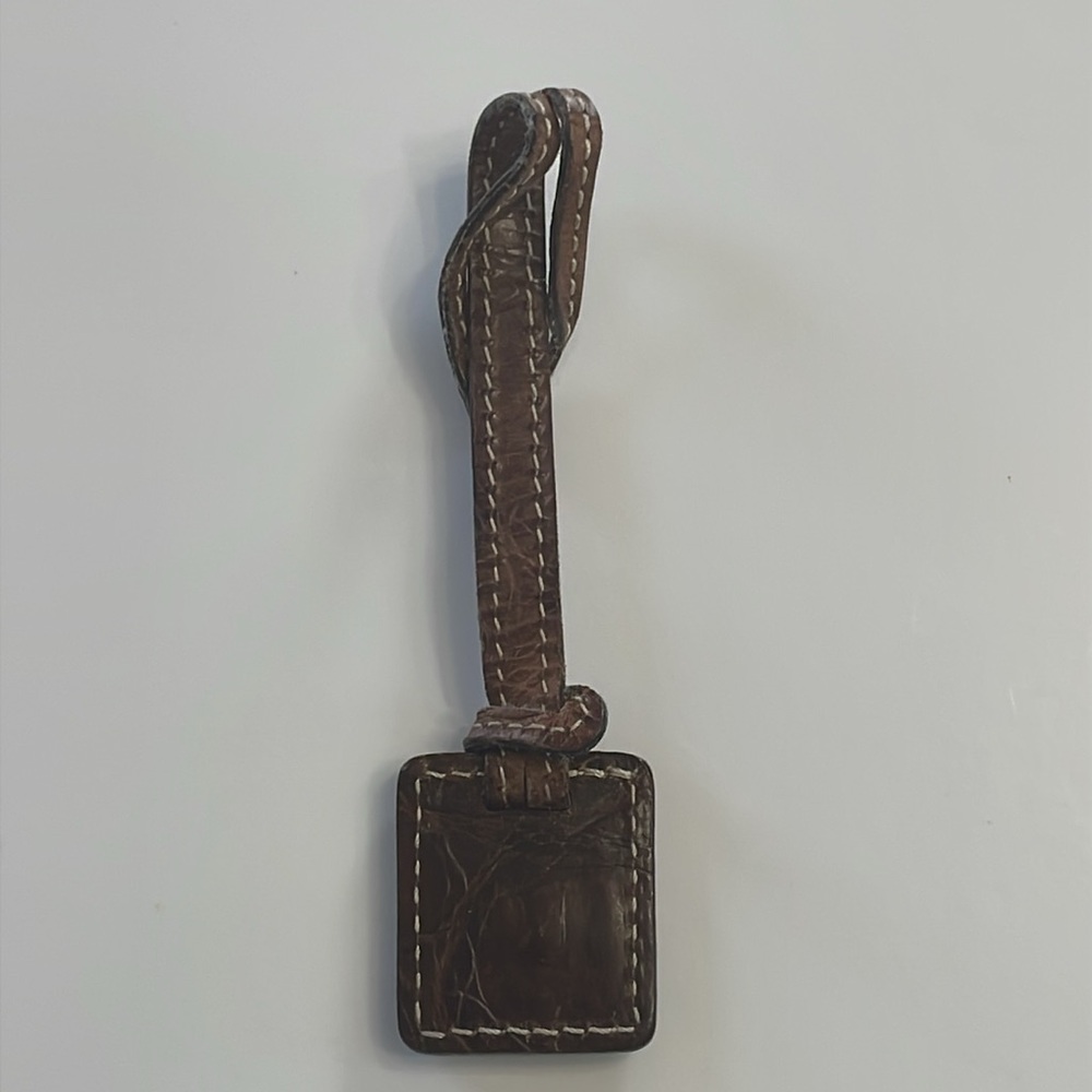 Dooney & Bourke Leather Hang Tag Charm Fob Silver Black - Picture 2 of 4